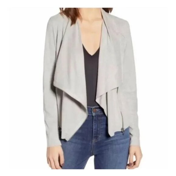 Anthroplogie Blank NYC Jacket Medium Faux Leather(back) Knit Gray Zipper NEW - Picture 4 of 6